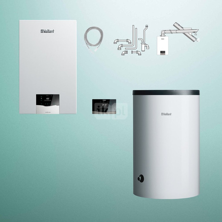 Pakiet - Kocioł gazowy jednofunkcyjny VAILLANT ecoTEC plus VC 15CS/1-5 kondensacyjny wiszący 2.8-16.4 kW+ Zestaw powietrzno-spalinowy + Regulator sensoCOMFORT 720 + Zasobnik c.w.u VIH R 200/6 B