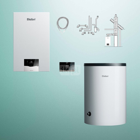 Pakiet - Kocioł gazowy jednofunkcyjny VAILLANT ecoTEC plus VC 30CS/1-5 kondensacyjny wiszący 3.9-33.3 kW + Regulator sensoCOMFORT 720f + Zestaw powietrzno-spalinowy szachtowy + Zasobnik c.w.u VIH R 150/6 B