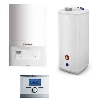 Pakiet - Kocioł gazowy jednofunkcyjny VAILLANT ecoTEC pro VC 186/5-3 kondensacyjny wiszący 5.7-20.0 kW + Czujnik c.w.u. + Regulator calorMATIC 350 + Zasobnik c.w.u Vulcan 100L stojący