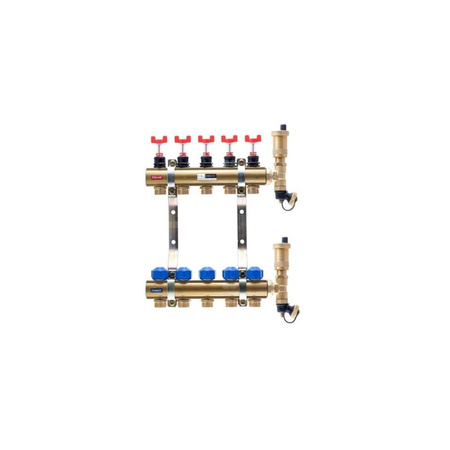 Rozdzielacz do ogrzewania podłogowego QIK STANDARD II 2-obieg. mosiądz gw 1'' x gz 3/4'' + przepływomierz