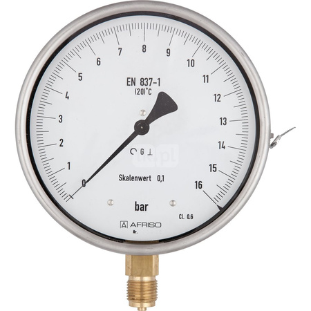 Manometr z rurką Bourdona AFRISO RF precyzyjny ChF 0/100 bar radialne G1/2B fi 160 mm, kl. 0.6%