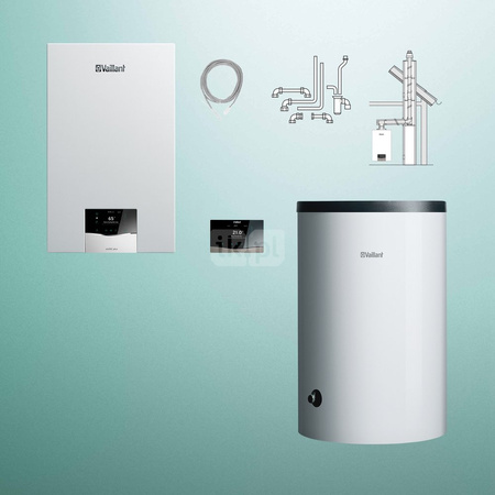 Pakiet - Kocioł gazowy jednofunkcyjny VAILLANT ecoTEC plus VC 20CS/1-5 kondensacyjny wiszący 2.8-21.0 kW + Regulator sensoCOMFORT 720 + Zestaw powietrzno-spalinowy szachtowy + Zasobnik c.w.u VIH R 200/6 B