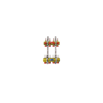 Rozdzielacz do ogrzewania podłogowego GIACOMINI R553F 4-obieg. mosiądz 1'' x eurocono 3/4'' + przepływomierz + termostat