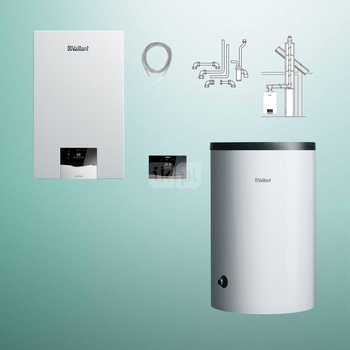 Pakiet - Kocioł gazowy jednofunkcyjny VAILLANT ecoTEC plus VC 15CS/1-5 kondensacyjny wiszący 2.8-16.4 kW + Regulator sensoCOMFORT 720f + Zestaw powietrzno-spalinowy szachtowy + Zasobnik c.w.u VIH R 200/6 B