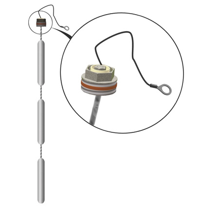 Anoda łańcuchowa BIAWAR Odizolowana magnez długość 980 mm fi 33 mm 1 1/4''