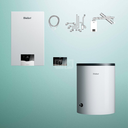 Pakiet - Kocioł gazowy jednofunkcyjny VAILLANT ecoTEC plus VC 15CS/1-5 kondensacyjny wiszący 2.8-16.4 kW+ Zestaw powietrzno-spalinowy + Regulator sensoCOMFORT 720 + Zasobnik c.w.u VIH R 120/6 B