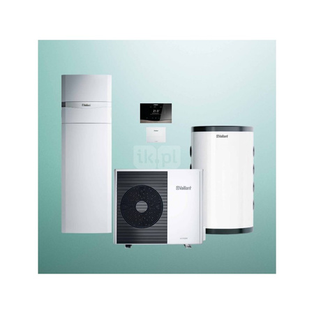 Pakiet Systemowy OZE - Pompa ciepła powietrze-woda split VAILLANT VWL 55/5AS aroTHERM 4.9 kW 400 V + Centrala grzewcza uniTOWER VWL 58/5IS + Zasobnik buforowy VP RW 45/2B + Regulator sensoCOMFORT VRC 720