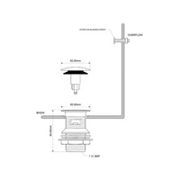 Spust umywalkowy klik-klak kwadratowy DEKORACYJNY 11/4x70mm z przelewem CHROM